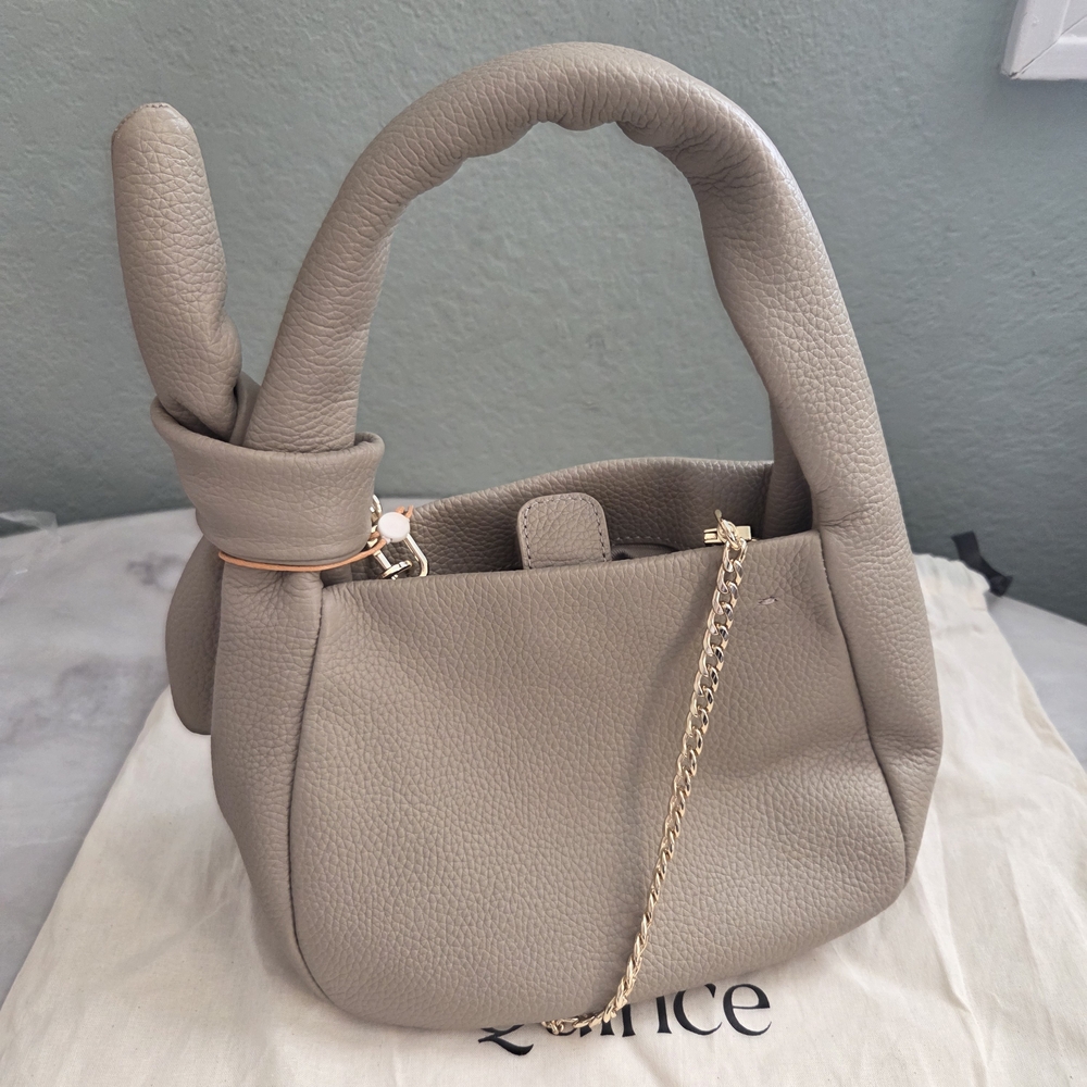 Quince Leather Mini Bow Bag Crossbody In Taupe - Picture 5 of 9